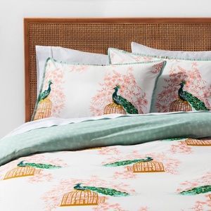 White Indo Peacock Duvet Cover Set - Opalhouse TXL